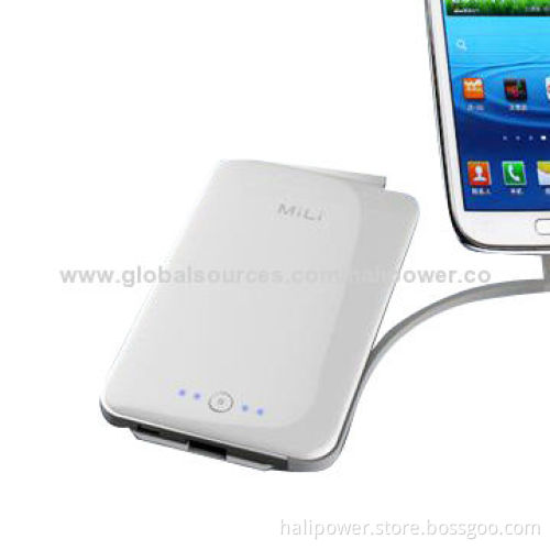 7,000mAh, Portable Power Bank with Built-in Cable for Mobile Phone